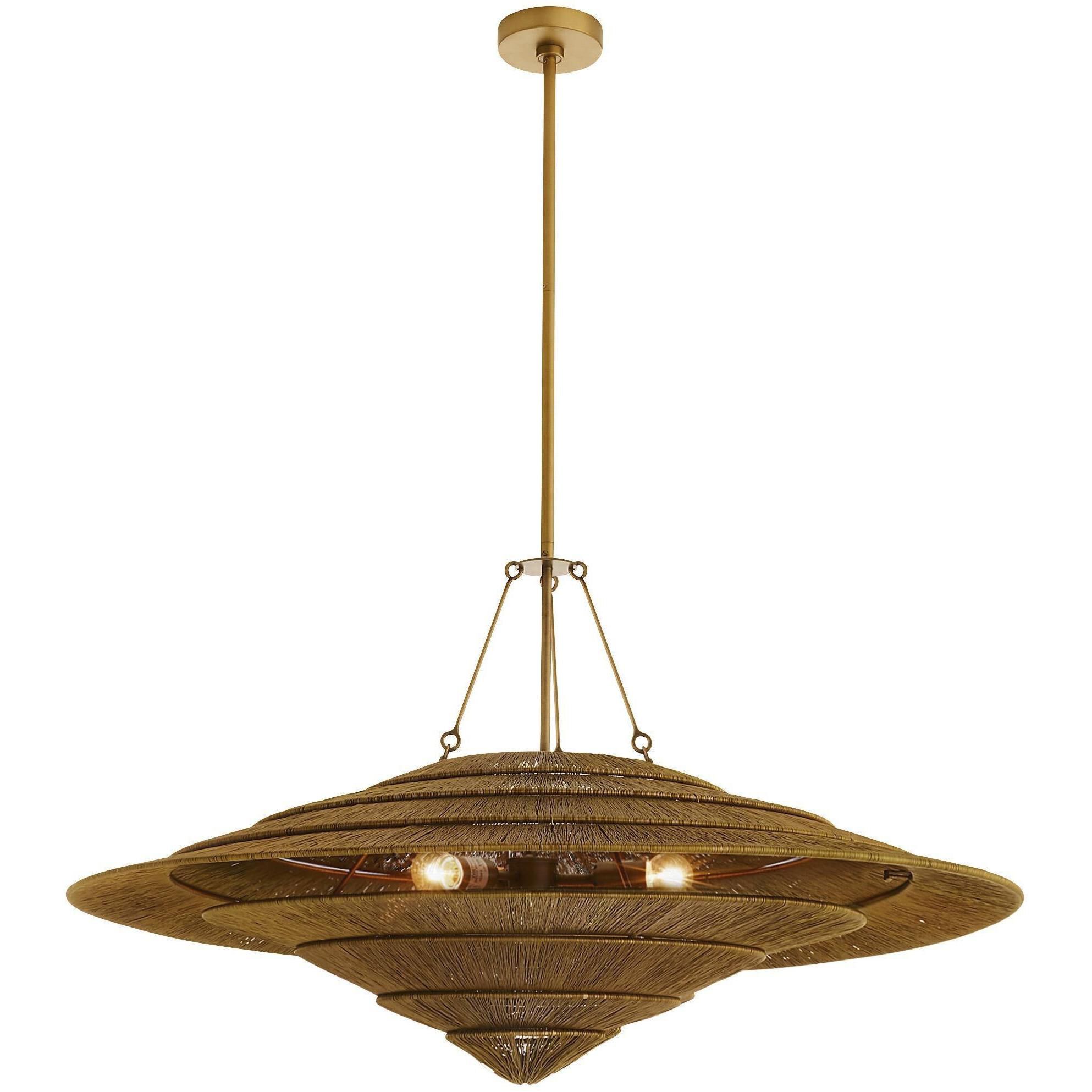 Lexa 3 Light 40 inch Vintage Brass Pendant Ceiling Light