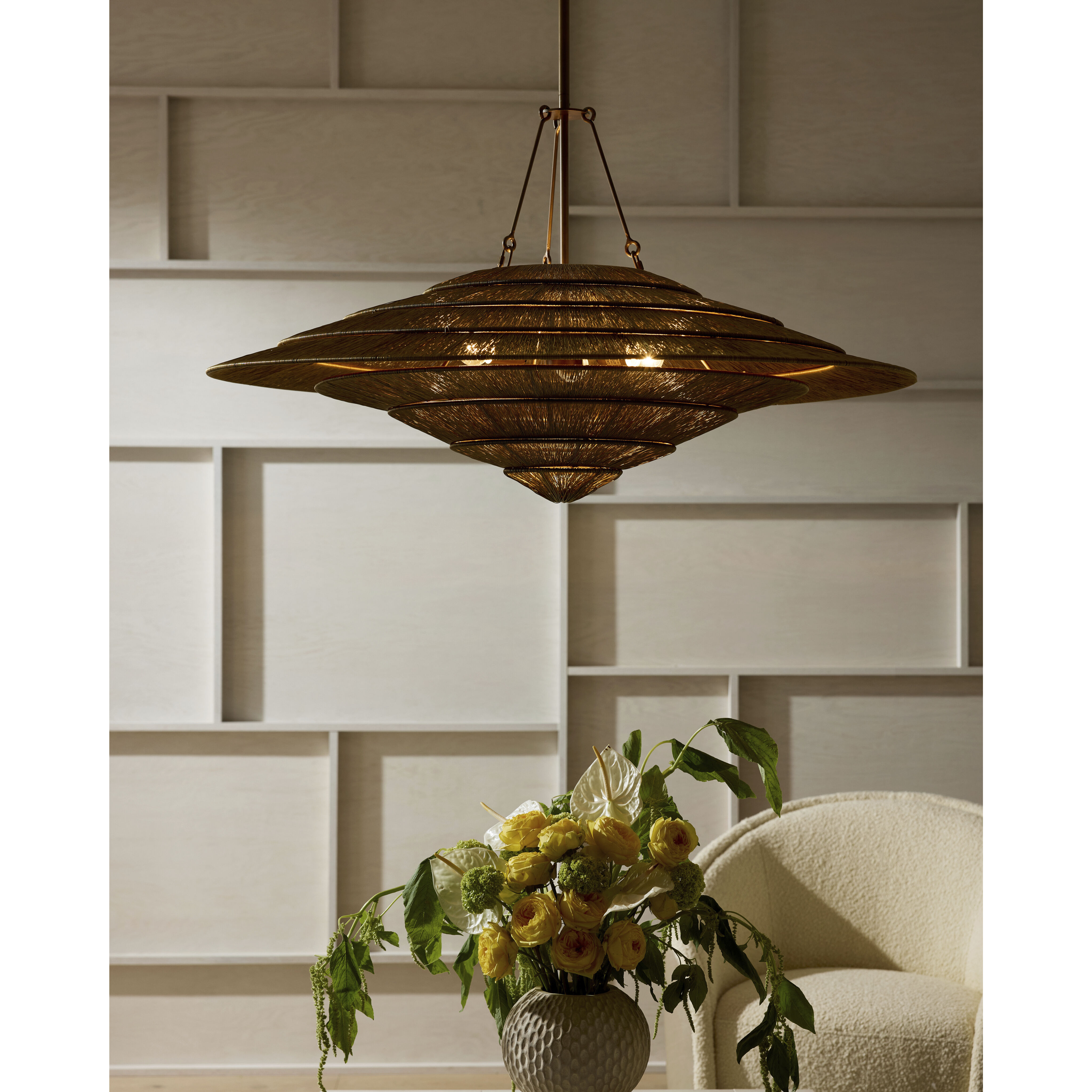 Lexa 3 Light 40 inch Vintage Brass Pendant Ceiling Light