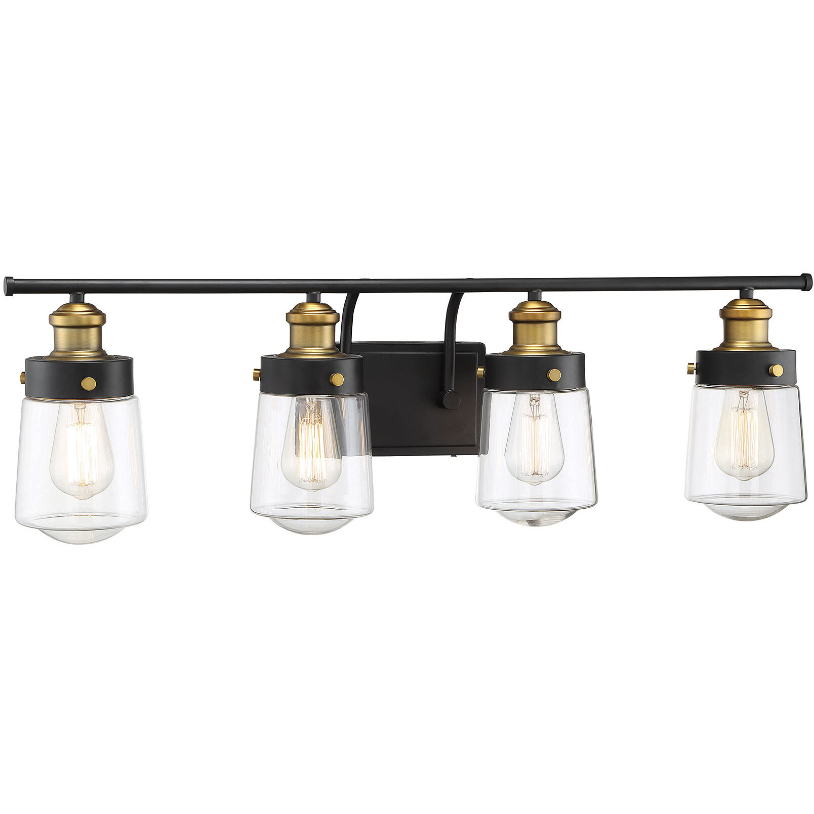 Macauley 4 Light 32 inch Vintage Black with Warm Brass Bathroom Vanity Light Wall Light