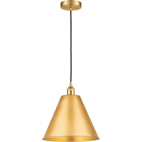 Edison Cone 1 Light 12 inch Satin Gold Mini Pendant Ceiling Light
