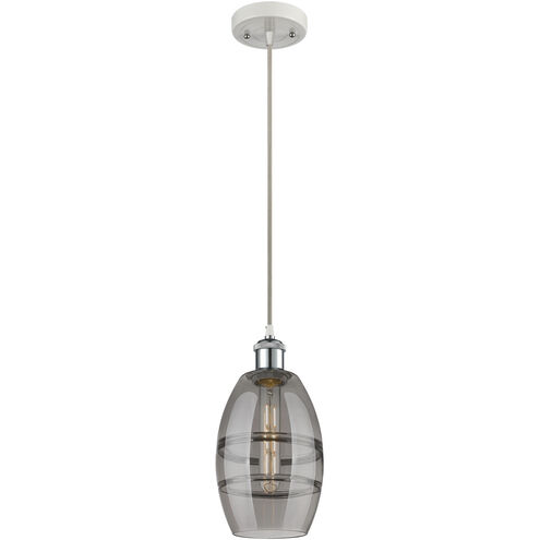 Ballston Vaz 1 Light 5.88 inch White Polished Chrome Cord Hung Mini Pendant Ceiling Light