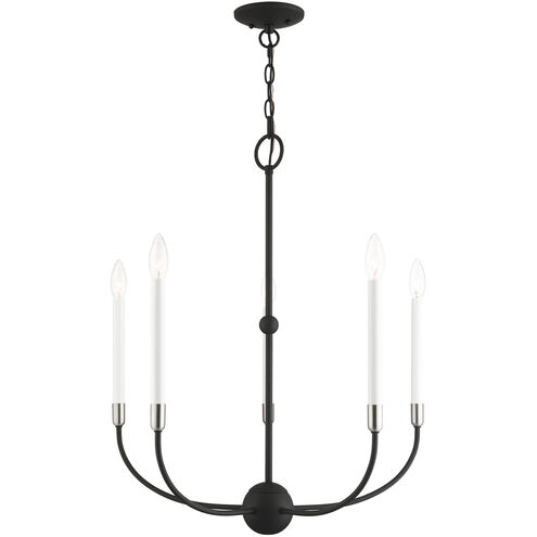 Clairmont 5 Light 24 inch Black with Brushed Nickel Accents Chandelier Ceiling Light