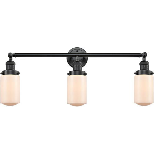 Franklin Restoration Dover 3 Light 31 inch Oil Rubbed Bronze Bath Vanity Light Wall Light in Matte White Glass, Franklin Restoration