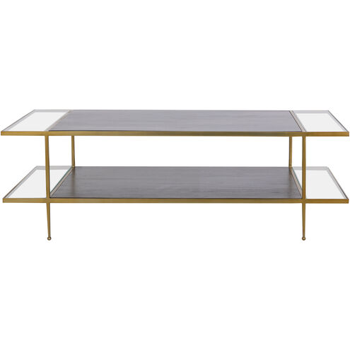 Carrick 56 X 28 inch Dark Mahogany with Antique Brass and Clear Coffee Table