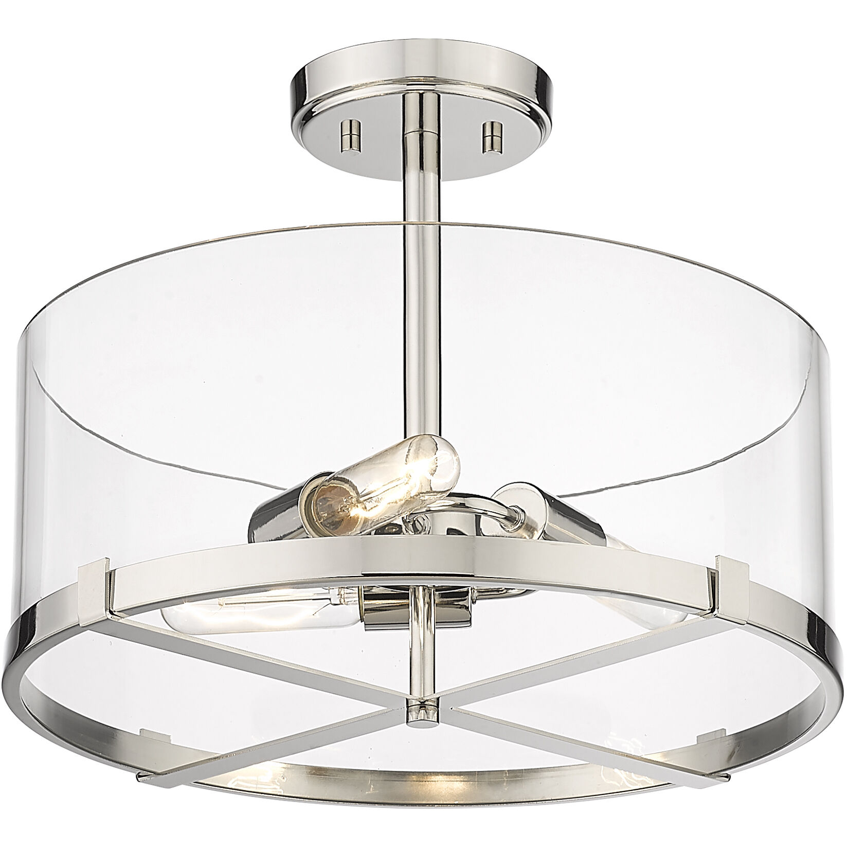 Callista 3 Light 16.5 inch Polished Nickel Semi Flush Mount Ceiling Light