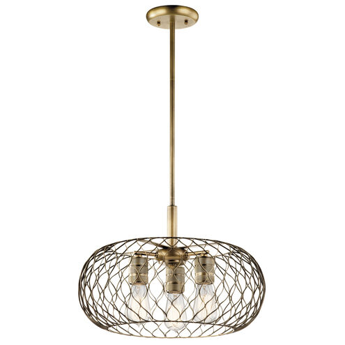 Devin 3 Light 18 inch Natural Brass Pendant Ceiling Light