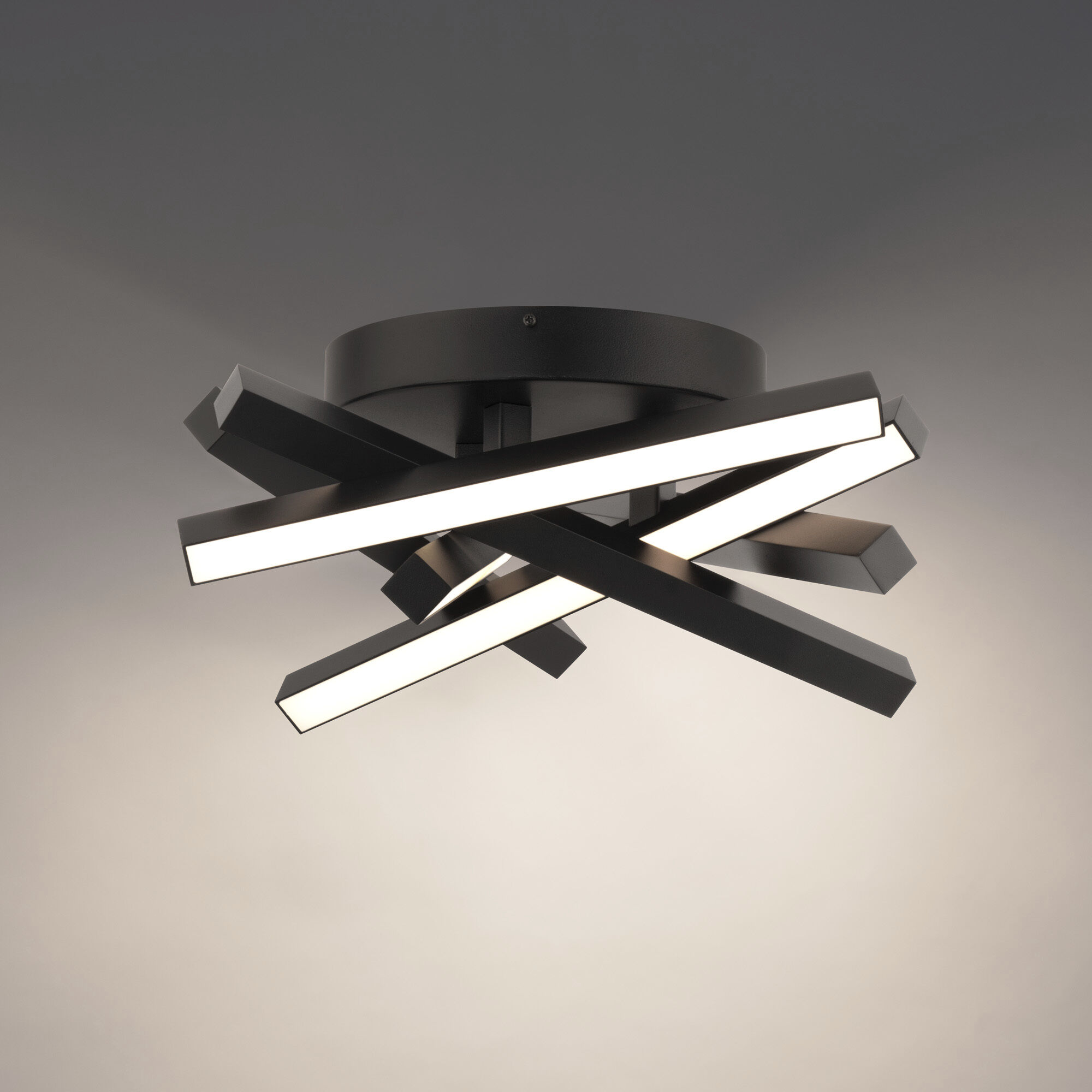 Parallax LED 15 inch Black Semi-Flush Mount Ceiling Light in 3000K, dweLED