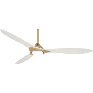 Sleek 60 inch Soft Brass/Flat White with Flat White Blades Ceiling Fan