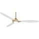 Sleek 60 inch Soft Brass/Flat White with Flat White Blades Ceiling Fan