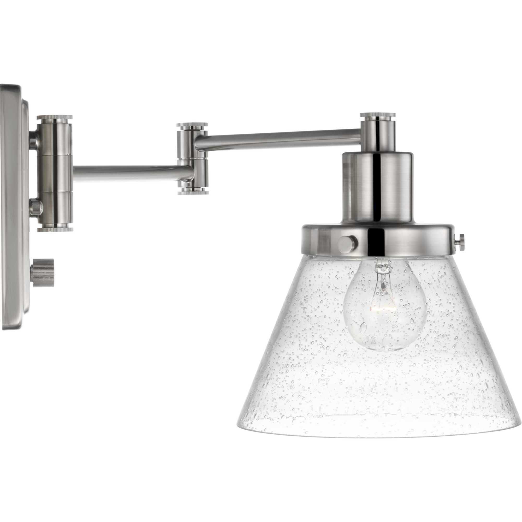 Hinton 12 inch 60.00 watt Brushed Nickel Swing Arm Wall Light