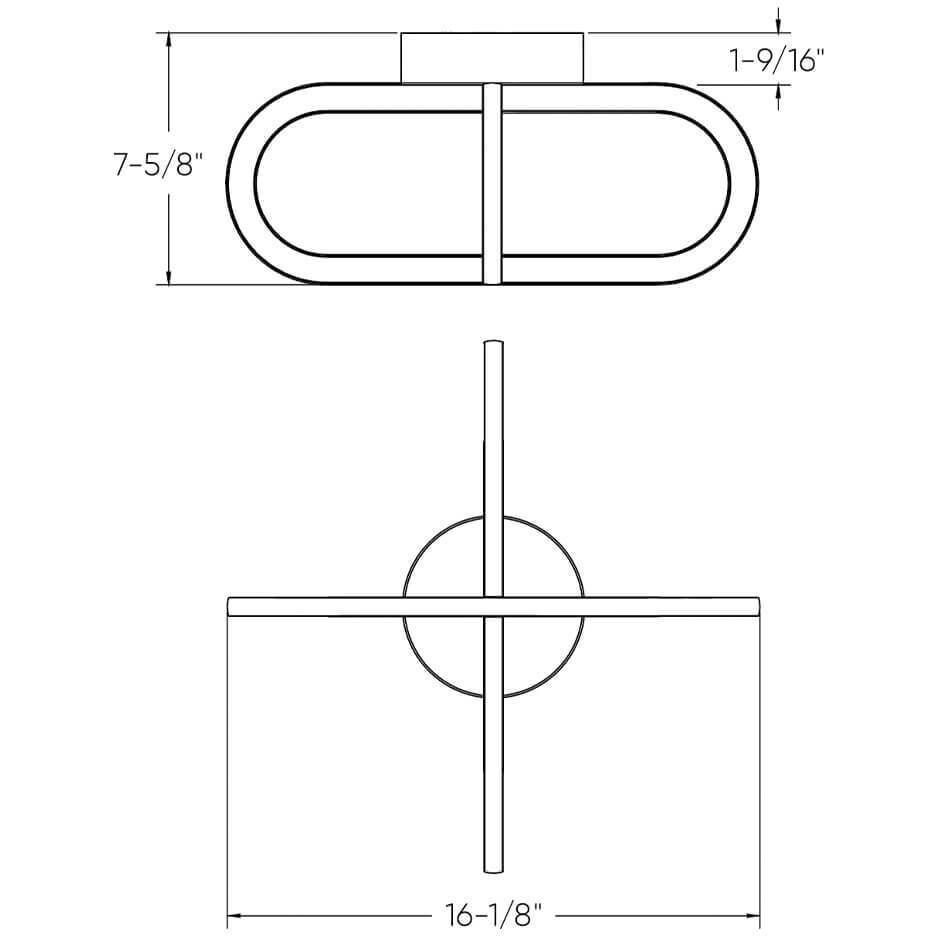 Atom 1 Light 16.06 inch Black Flushmount Ceiling Light, Double Vertical Ring