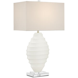 Abbeville 30.5 inch 150 watt White and Clear with Polished Brass Table Lamp Portable Light