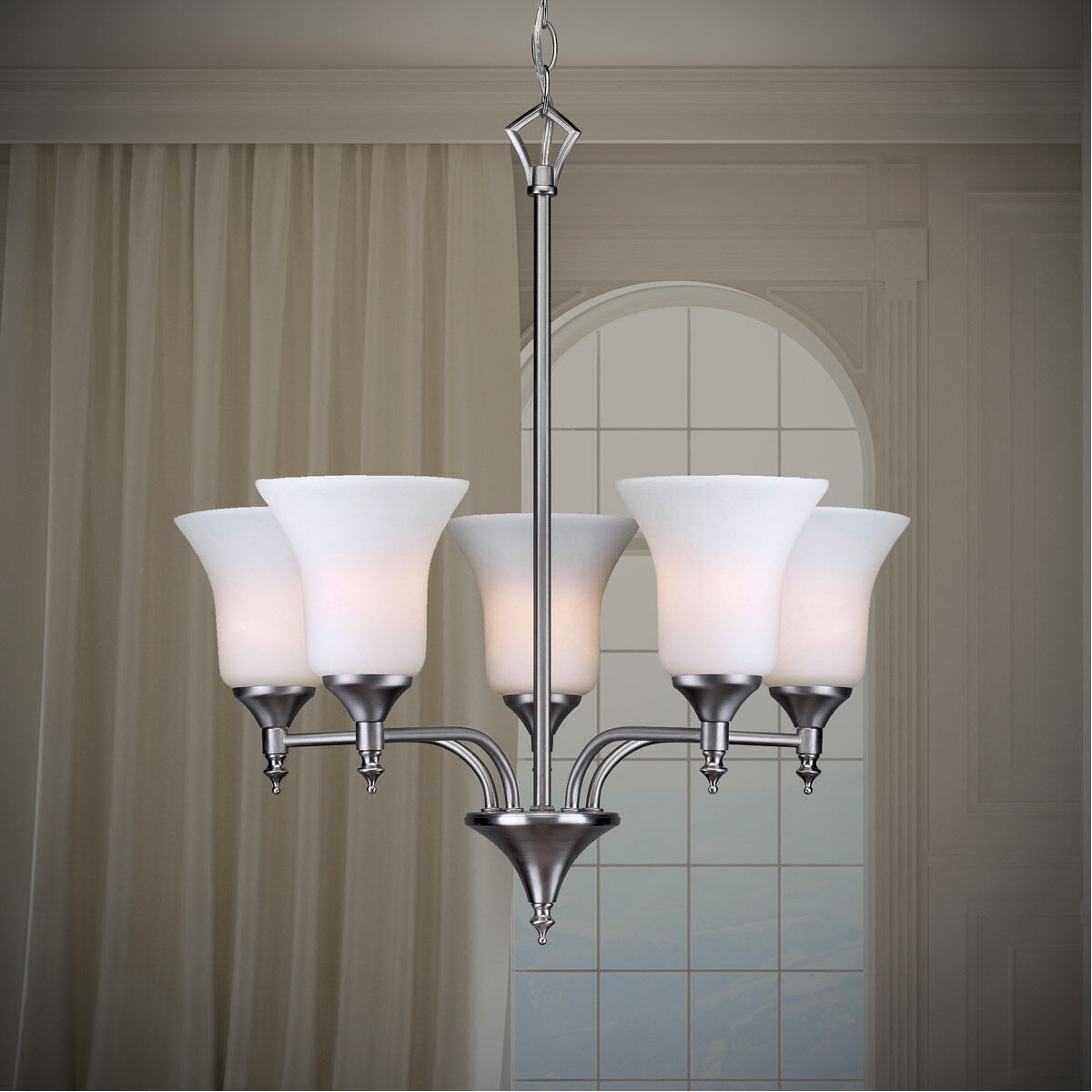 Signature 5 Light 19.5 inch Brushed Nickel Chandelier Ceiling Light