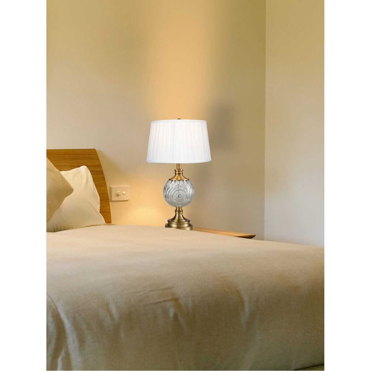 Mitre 26 inch 100.00 watt Antique Bronze Table Lamp Portable Light, 24% Lead Crystal