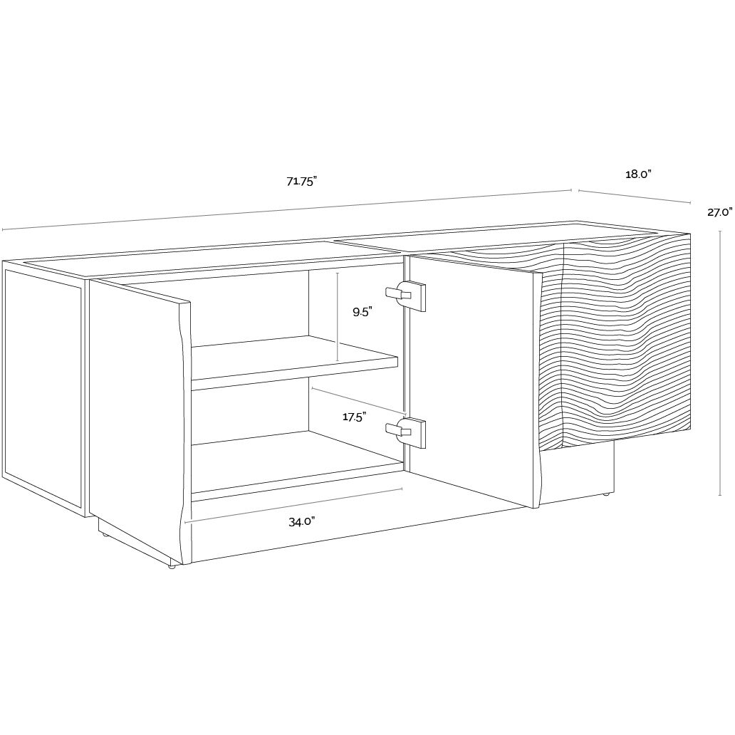 Dharkan 71.75 X 18 inch Black / Antique Brass Sideboard