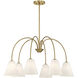 Modern 6 Light 30 inch Natural Brass Chandelier Ceiling Light