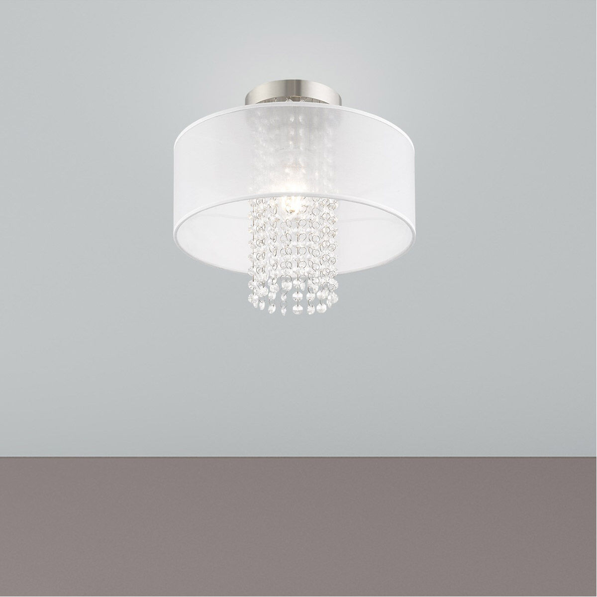 Bella Vista 1 Light 13 inch Brushed Nickel Semi-Flush Mount Ceiling Light