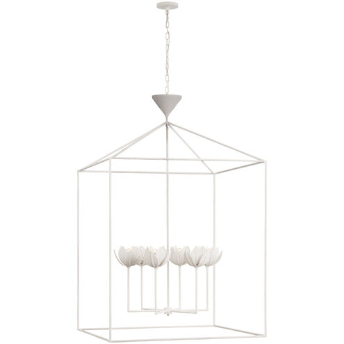 Julie Neill Alberto LED 38 inch Plaster White Open Cage Lantern Ceiling Light, Grande