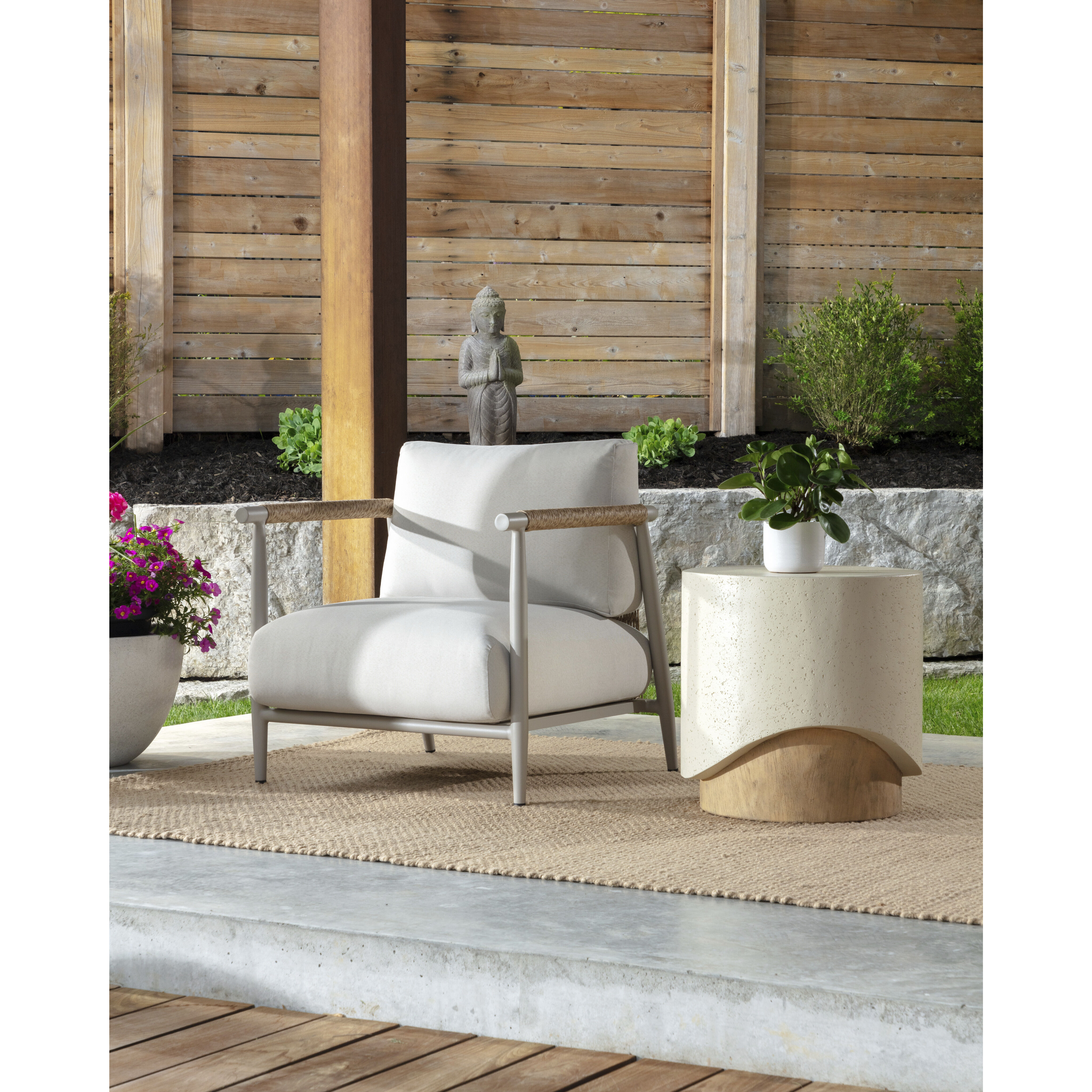 Patras 20 X 19.75 inch Cream / Light Brown Outdoor End Table