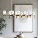 Lucian 10 Light 51.5 inch Vintage Brass/Clear Crystal Linear Pendant Ceiling Light in Clear Glass