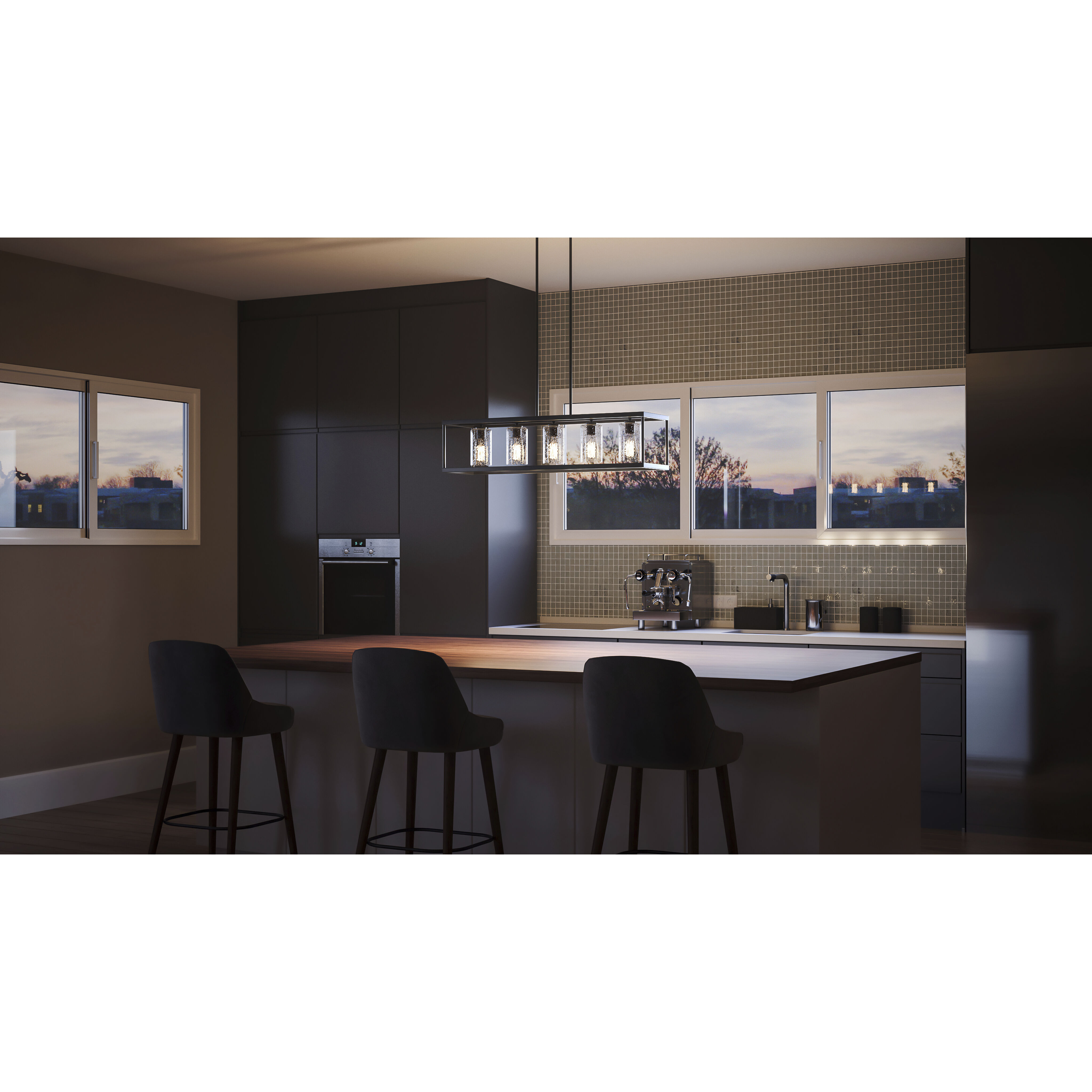 New Harbor 5 Light 38 inch Old Bronze Linear Chandelier Ceiling Light