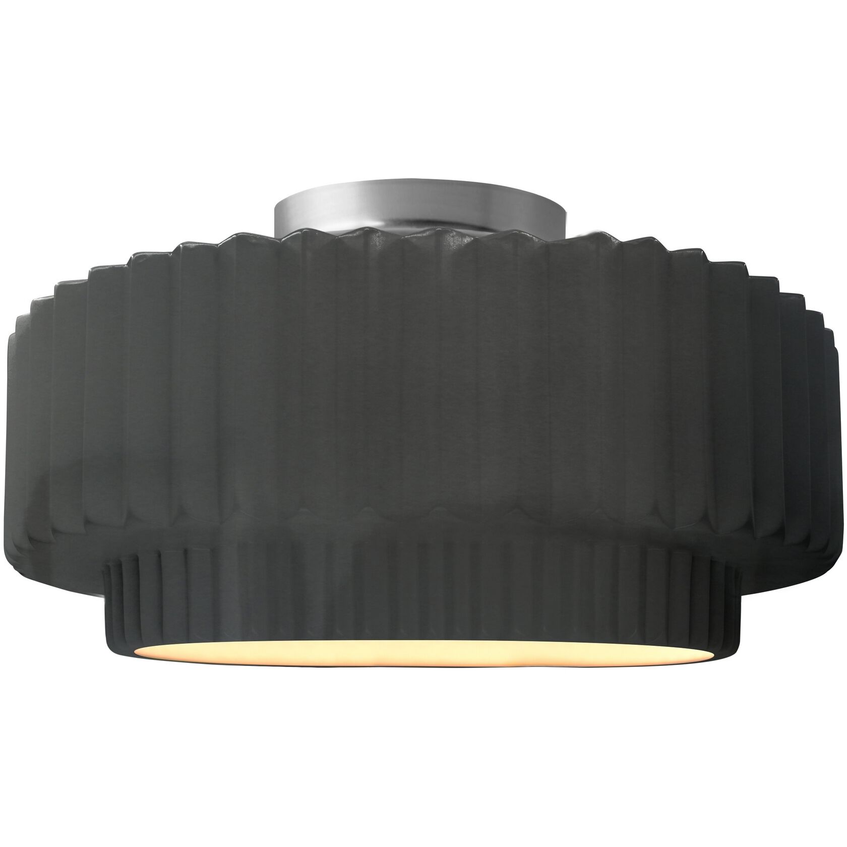 Radiance Collection - Pleated Tier 1 Light 12 inch Gloss Grey Semi-Flush Ceiling Light, Form+Finish+Function