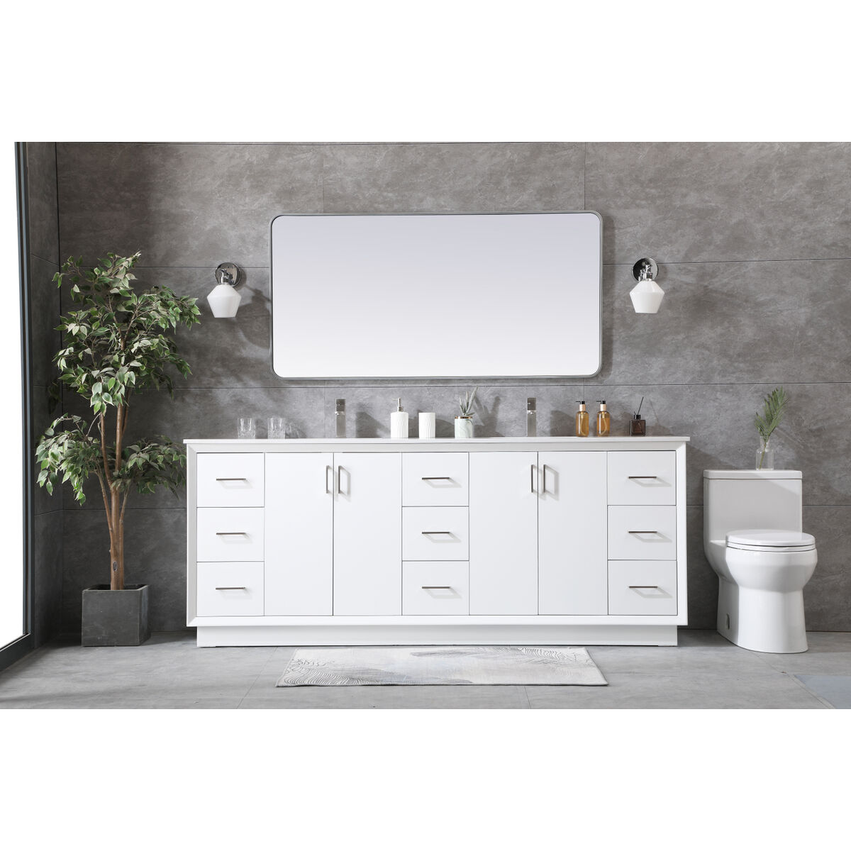Hayes 84 X 22 X 35 inch White Vanity Sink Set