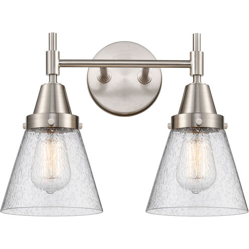 Caden LED 15.25 inch Satin Nickel Bath Vanity Light Wall Light in Seedy Glass
