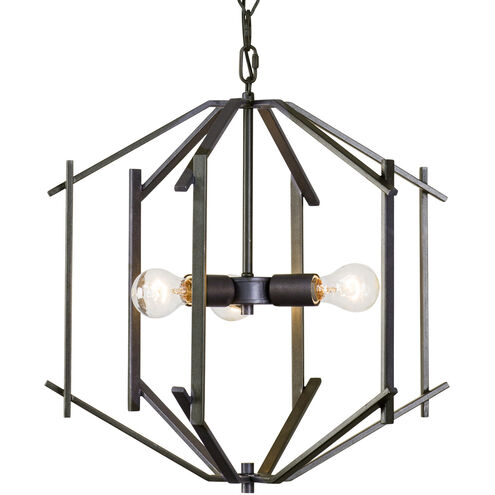 Offset 3 Light 18 inch Forged Iron Pendant Ceiling Light