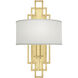 Cienfuegos Wall Sconce Wall Light in Gold Leaf, Laminated White Fabric