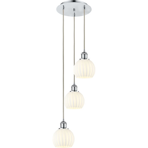 Ballston White Venetian 3 Light 12.5 inch Polished Chrome Cord Hung Multi Pendant Ceiling Light