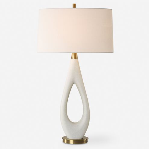 Promenade 33.25 inch 150.00 watt White Rice Stone and Antique Brass Table Lamp Portable Light