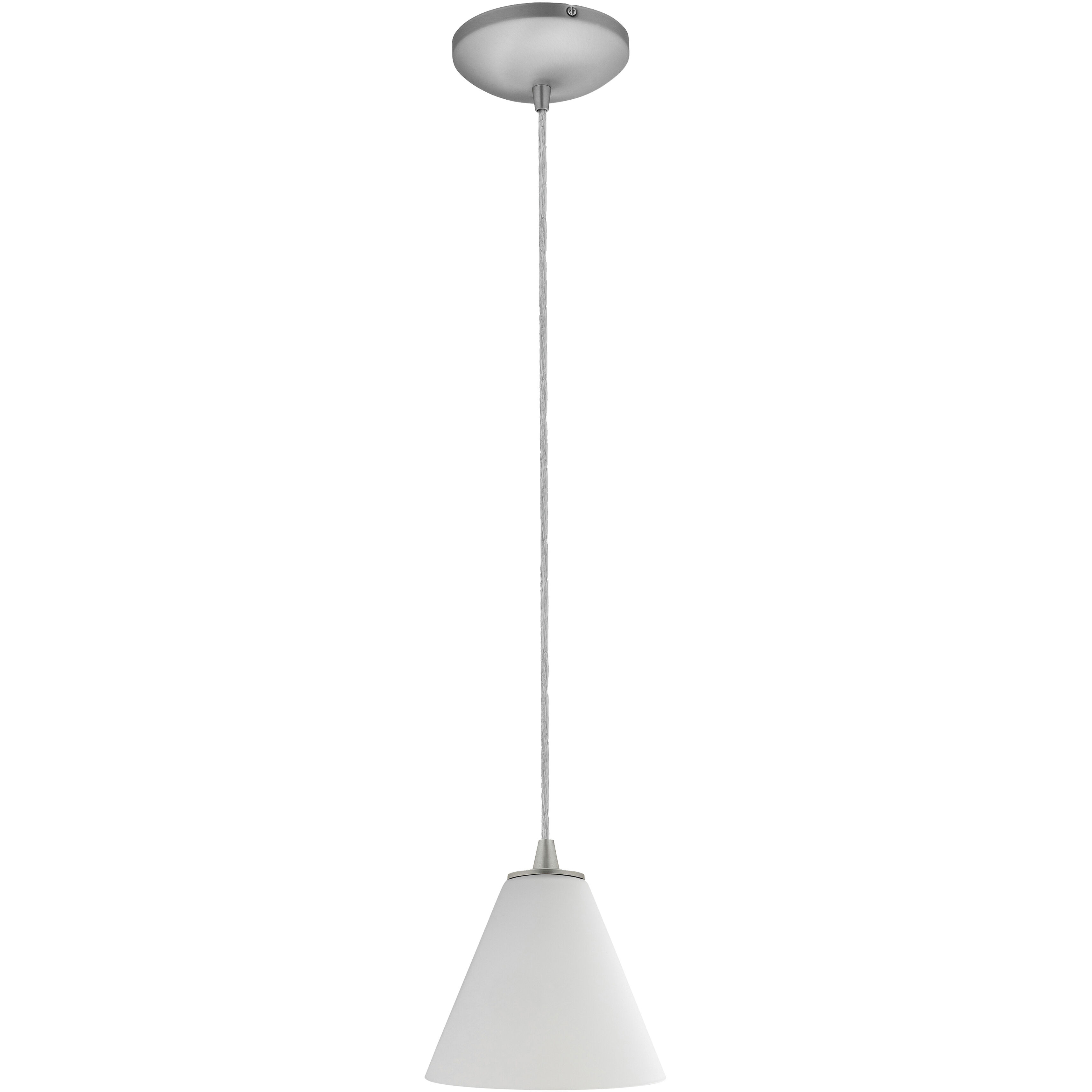 Martini 1 Light 7.25 inch Brushed Steel Pendant Ceiling Light in White