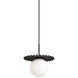 Modern Ruff 1 Light 9 inch Black Pendant Ceiling Light in Black and Opal Glass