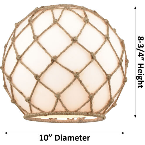 Ballston Large Farmhouse Rope 1 Light 10 inch White and Polished Chrome Semi-Flush Mount Ceiling Light in Clear Glass with Brown Rope, Ballston