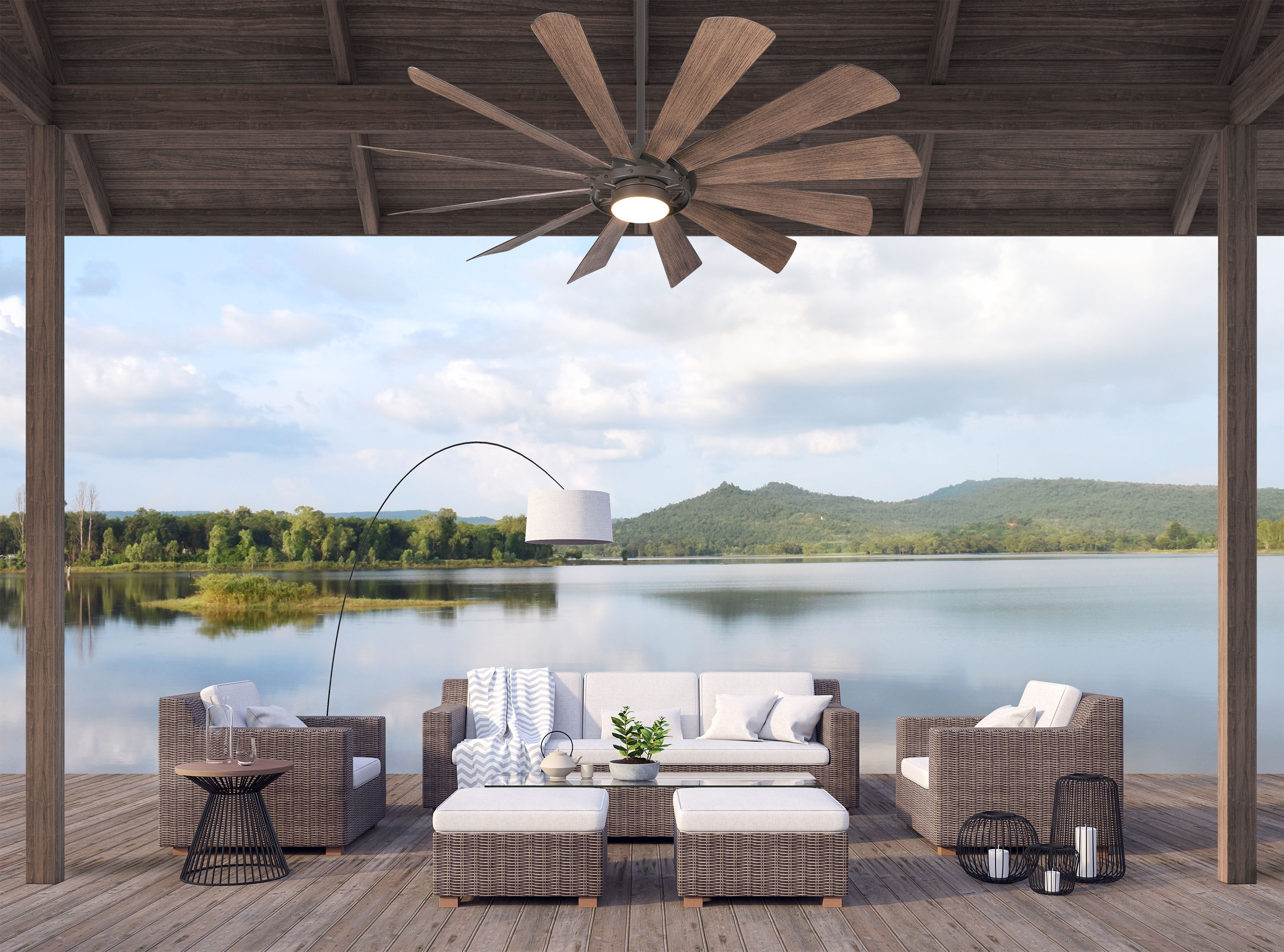Windmolen 65 inch Oil Rubbed Bronze with Seasoned Wood Blades Outdoor Ceiling Fan
