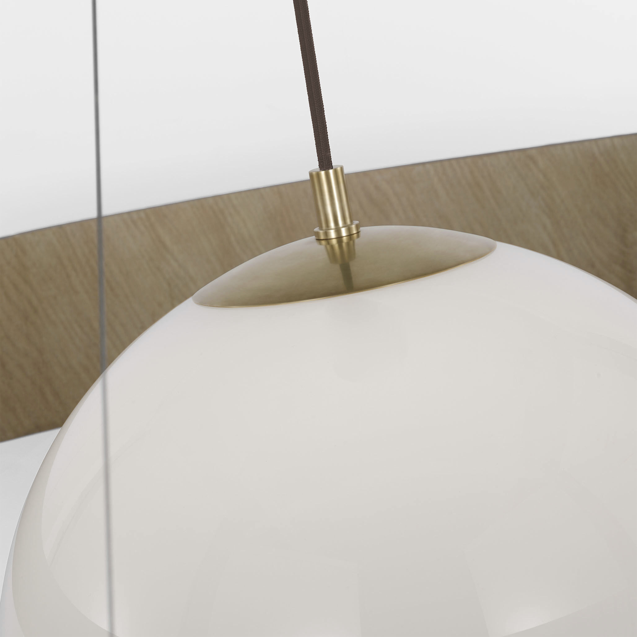 Windsor Smith Arena LED 53 inch Hand-Rubbed Antique Brass and Natural Oak Ring and Globe Chandelier Ceiling Light