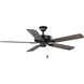 AirPro 52 inch Matte Black with Black/Rustic Charcoal Blades Ceiling Fan