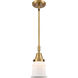 Franklin Restoration Small Canton LED 6.5 inch Brushed Brass Mini Pendant Ceiling Light in Matte White Glass