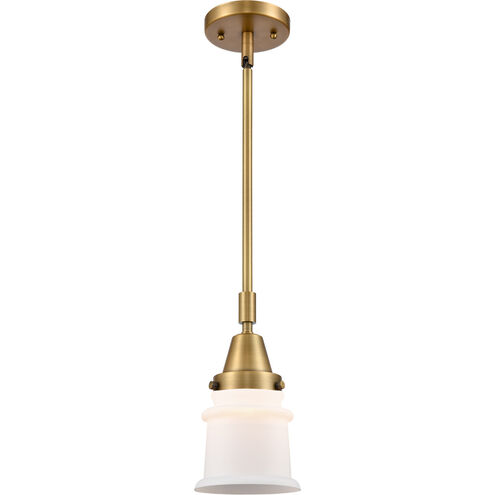 Franklin Restoration Small Canton LED 6.5 inch Brushed Brass Mini Pendant Ceiling Light in Matte White Glass