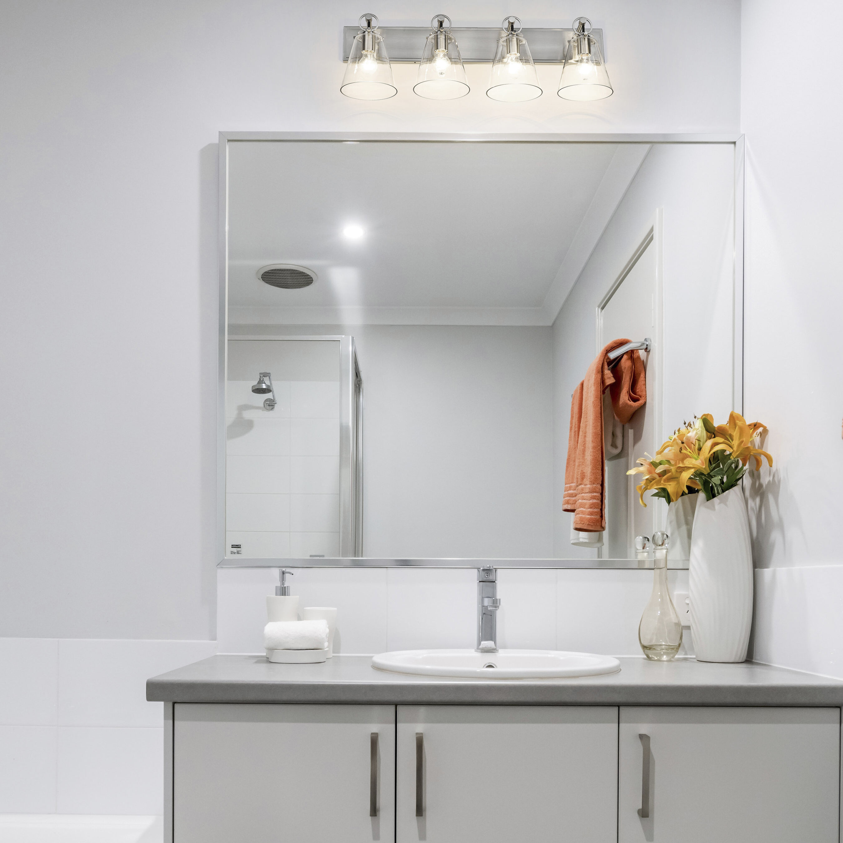 Harper 4 Light 31.25 inch Brushed Nickel Vanity Wall Light in Brushed Aluminum