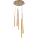 Cascade LED 17 inch Aged Brass Multi-Light Pendant Ceiling Light in 5, Round, 28in.