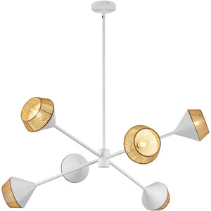 Daphne 6 Light 37.5 inch White and Brown Cotton Rope Chandelier Ceiling Light
