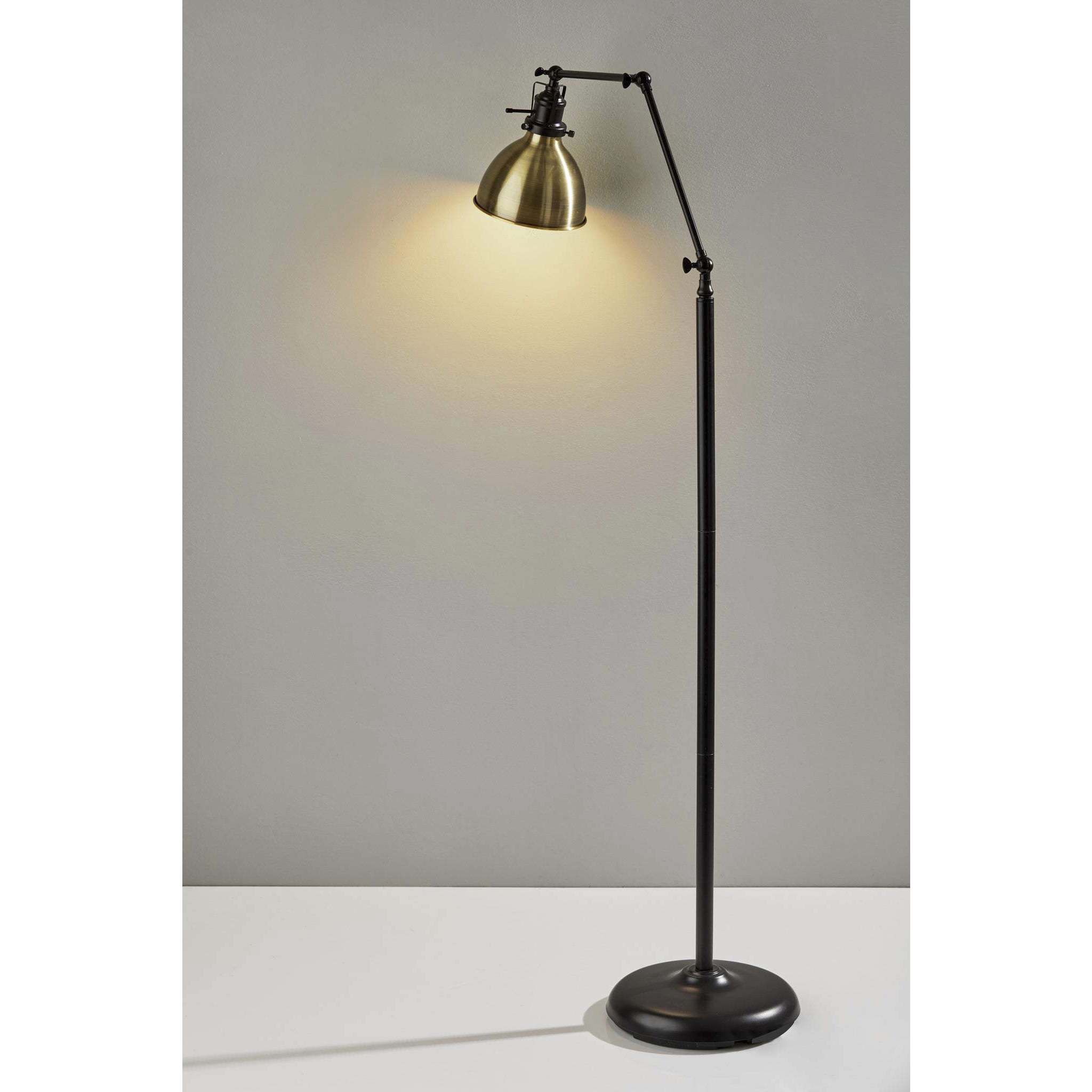 Alden 61 inch 60 watt Antique Bronze and Antique Brass Floor Lamp Portable Light, Simplee Adesso