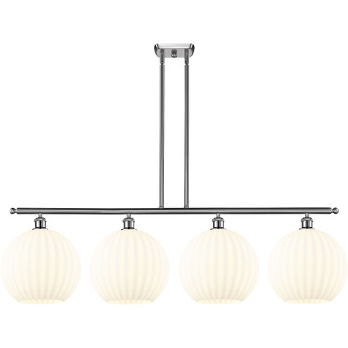Ballston White Venetian 4 Light 50.25 inch Brushed Satin Nickel Stem Hung Island Light Ceiling Light