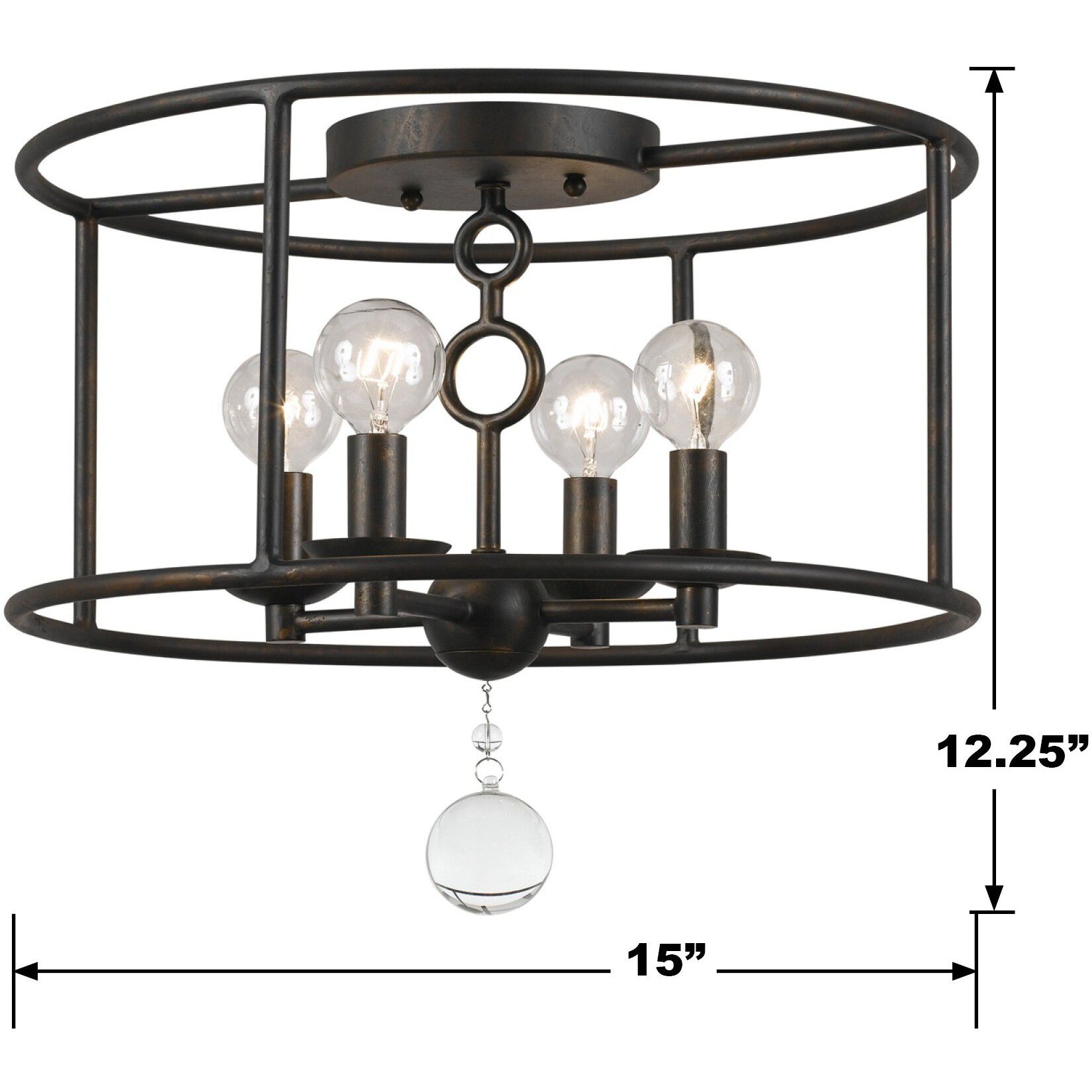 Cameron 4 Light 15 inch English Bronze Semi Flush Ceiling Light
