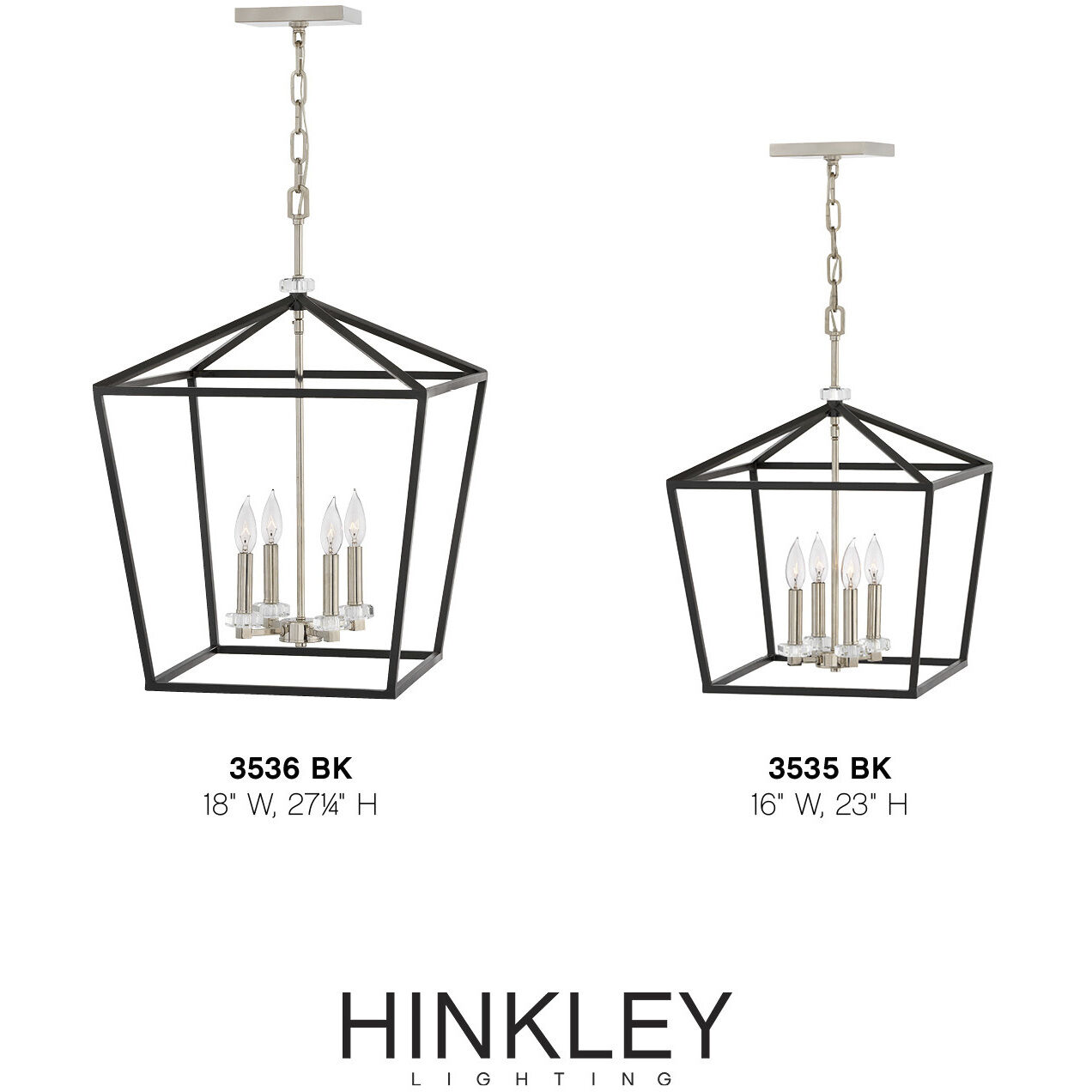 Stinson 4 Light 18 inch Black with Polished Nickel Indoor Chandelier Ceiling Light