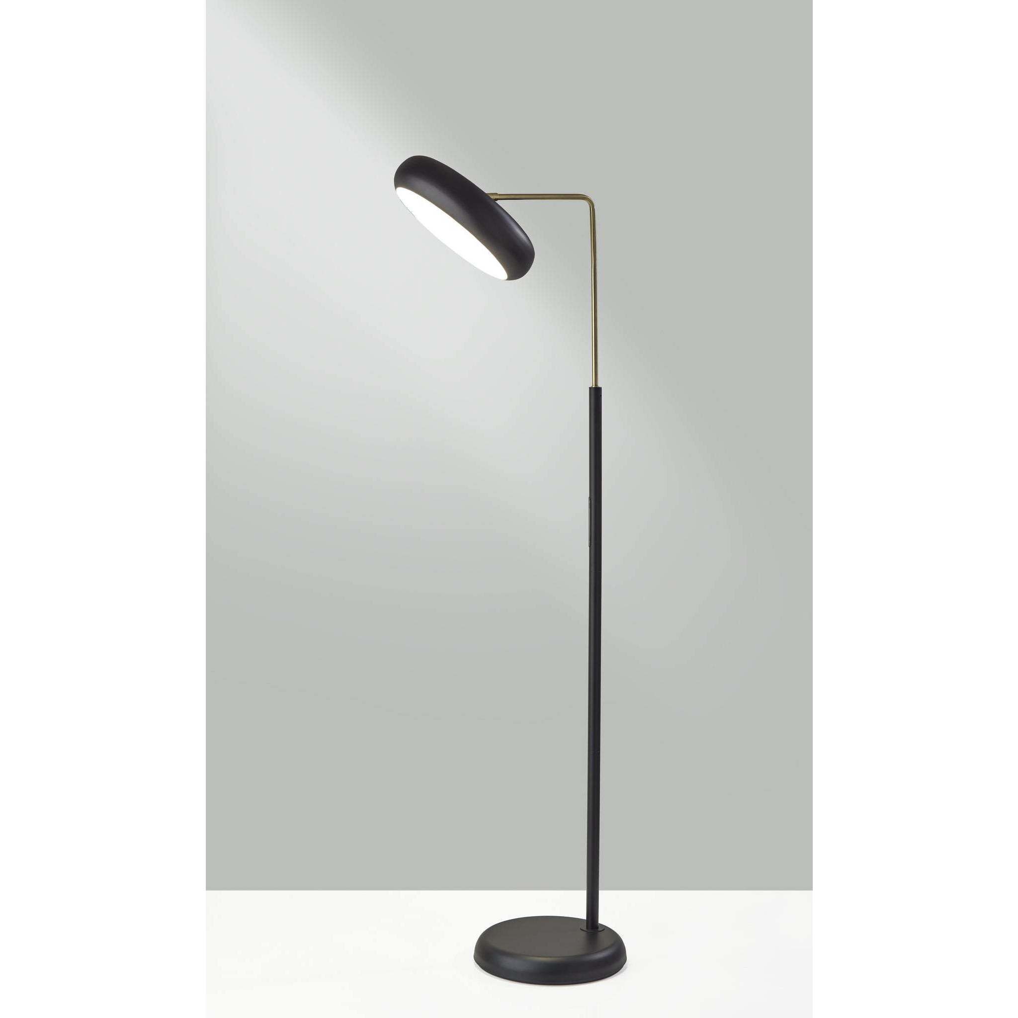 Lawson 60 inch 12.00 watt Black and Antique Brass Floor Lamp Portable Light