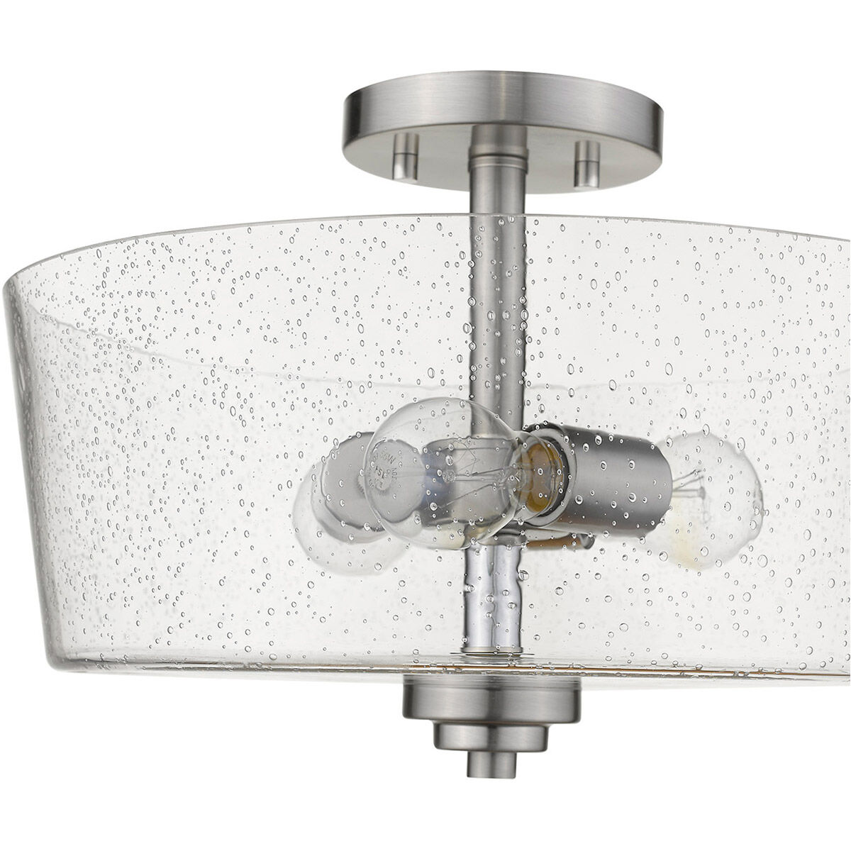 Rowe 3 Light 15 inch Satin Nickel Semi-Flush Mount Ceiling Light