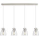 Newton Bell 4 Light 51.75 inch Polished Nickel Linear Pendant Ceiling Light in Seedy Glass